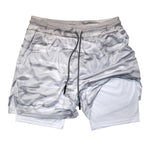 Doppelschichtige Fitness-Shorts für Herren, für Fitness, Fitnessstudio, Training, 2-in-1-Sport-Shorts, schnell trocknend, Workout, Joggen, Doppeldeck, Sommer - flohmarkt-deutschland.shop