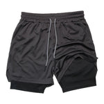 Doppelschichtige Fitness-Shorts für Herren, für Fitness, Fitnessstudio, Training, 2-in-1-Sport-Shorts, schnell trocknend, Workout, Joggen, Doppeldeck, Sommer - flohmarkt-deutschland.shop