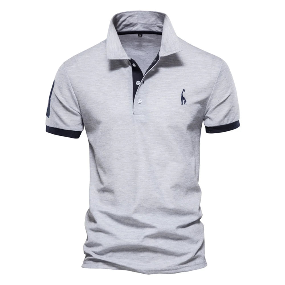 Dropshipping Polo Giraffe Shirt Men Quality Embroidery Summer Short Sleeve Polo Casual Business Social Mens Polos BR Size - flohmarkt-deutschland.shop
