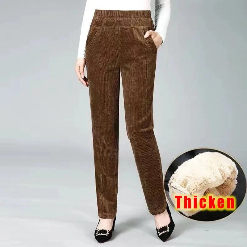 Dünne/Dicke Winter Gefüttert Breite Bein Hosen CasualThicken Warme Baggy Jogginghose Frauen HighWaist Koreanische Lamm Flusen Gerade Pantalones - flohmarkt-deutschland.shop