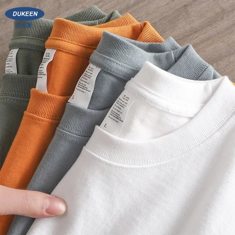 Dukeen 280gsm Oversized Heavy T-Shirt for Men Summer Short Sleeve Tee Cotton Solid Color Top Casual T Shirts One Piece - flohmarkt-deutschland.shop
