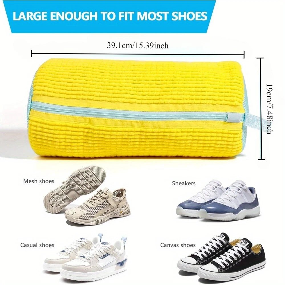 Durable Shoe Washing Machine Bag for All Shoe Types-Yellow with Blue Zipper,Ideal for Sneakers and Casual Shoes,Laundry Wash Bag - flohmarkt-deutschland.shop