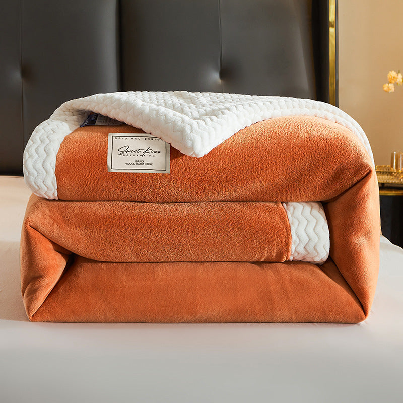 Luxury Thick Solid Color Three-Layer Milk Velvet Blanket