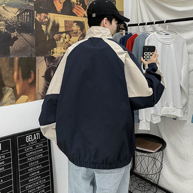 Men's Patchwork Windbreaker Baseball Jacket (Large Size)