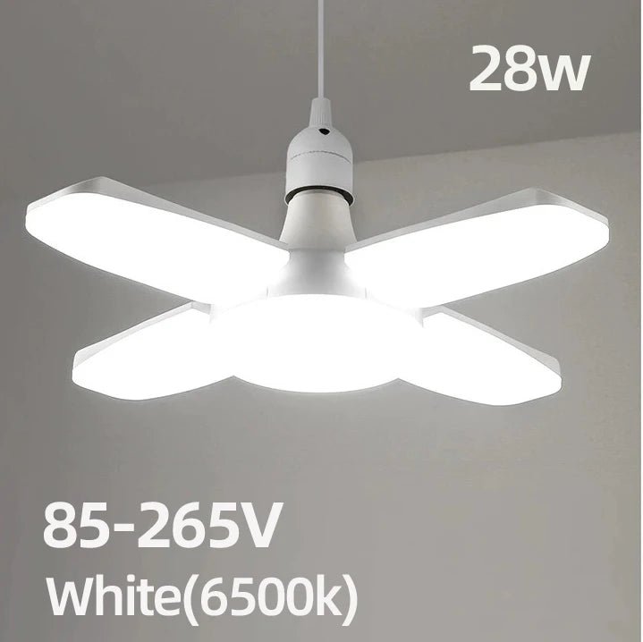 E27 Fan Shape Foldable 28W LED Bulb AC220V/110V Deformation for Home Ceiling Lights Warehouse and Garage White Light 6500K Bulb - flohmarkt-deutschland.shop