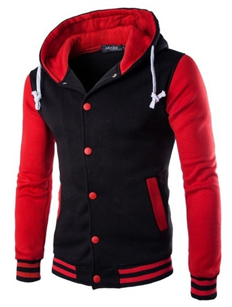 WISH Men's Slim Fit Hooded Baseball Jacket