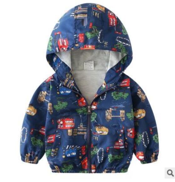 Boys' Casual Hooded Windbreaker Jacket for Spring/Fall
