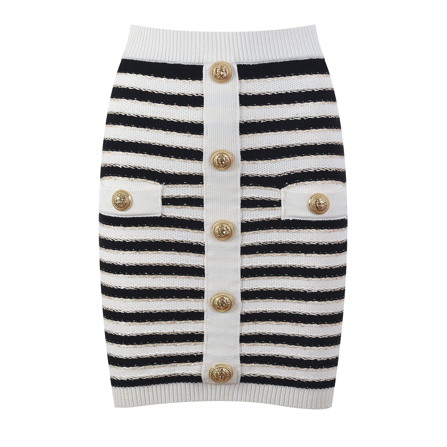 French Style Women's Color-Block Knitted Top & Skirt Set