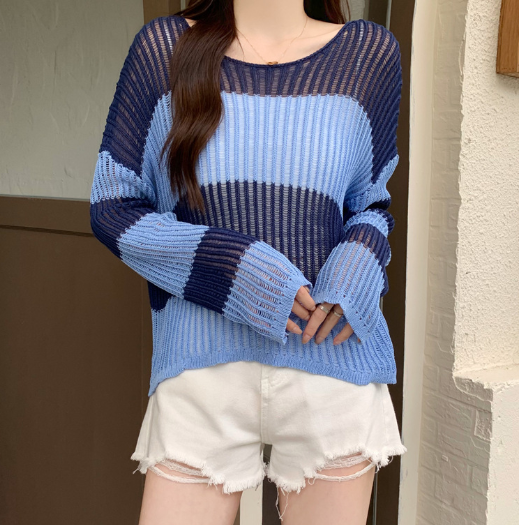 2020 Autumn Winter Women's Color Block Sweater