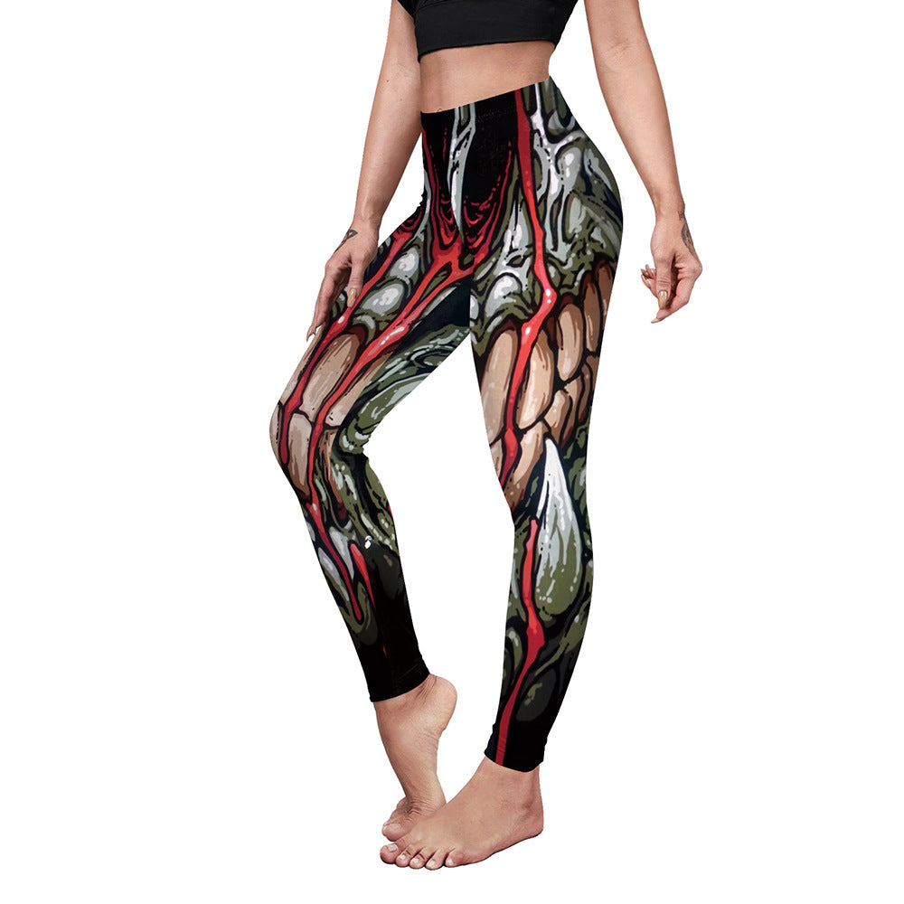 Women's Casual Pumpkin Spider Web Printed Yoga Pants