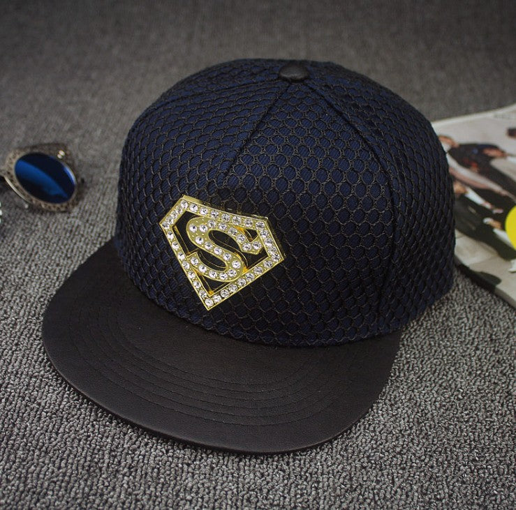 Superman Diamond Flat Brim Hat - Street Hip Hop Cap