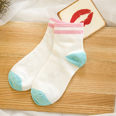 Striped Two-Line Mid-Calf Socks