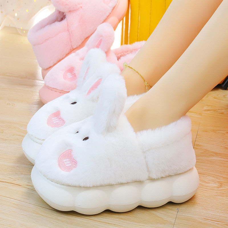 Cute Rabbit Women's Plush Cotton Non-Slip Slippers