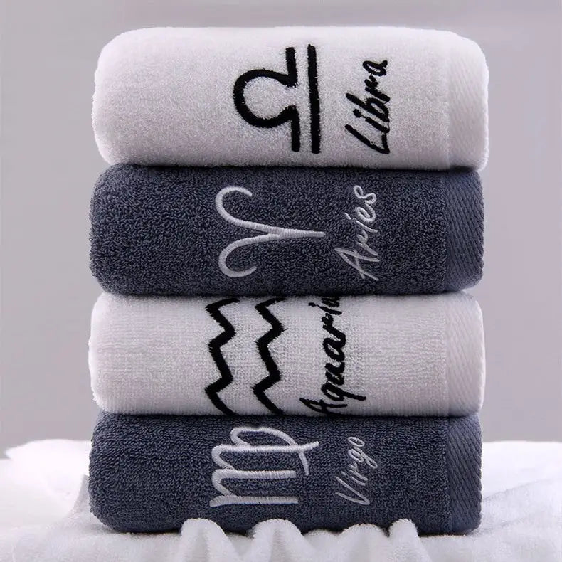 Cotton Thickened Face Towel with Embroidered Constellations