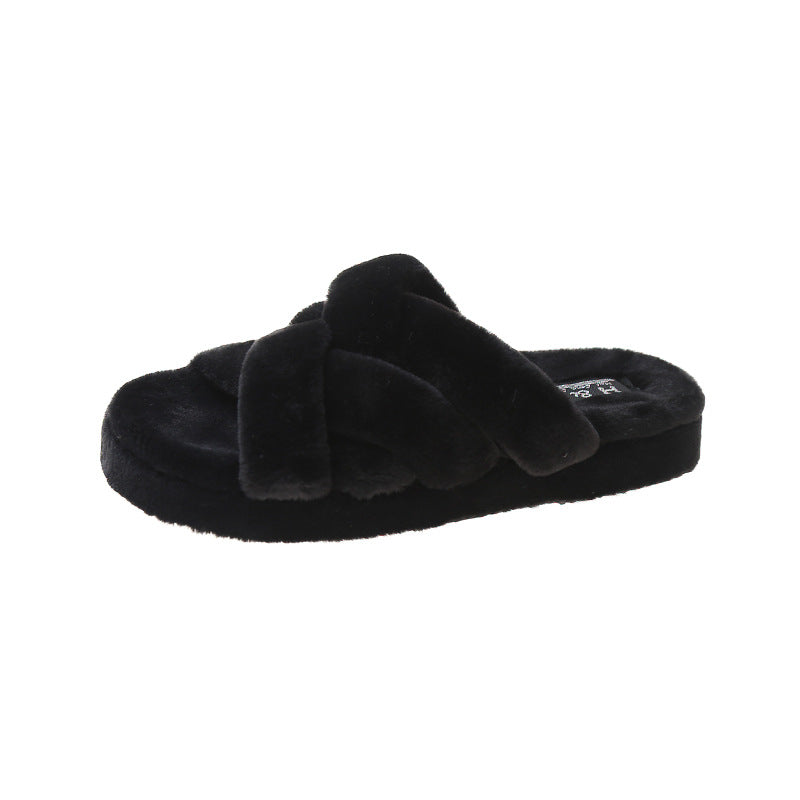 Thick Bottom Non-Slip Plush Muffin Slippers for Women