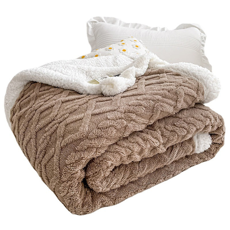 Thick Double Layer Lamb Fleece Blanket for Fall/Winter
