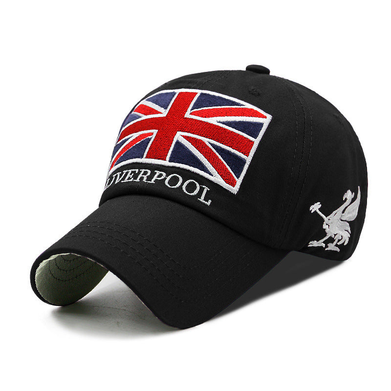 Korean Style Cotton Baseball Cap with Embroidered Flag