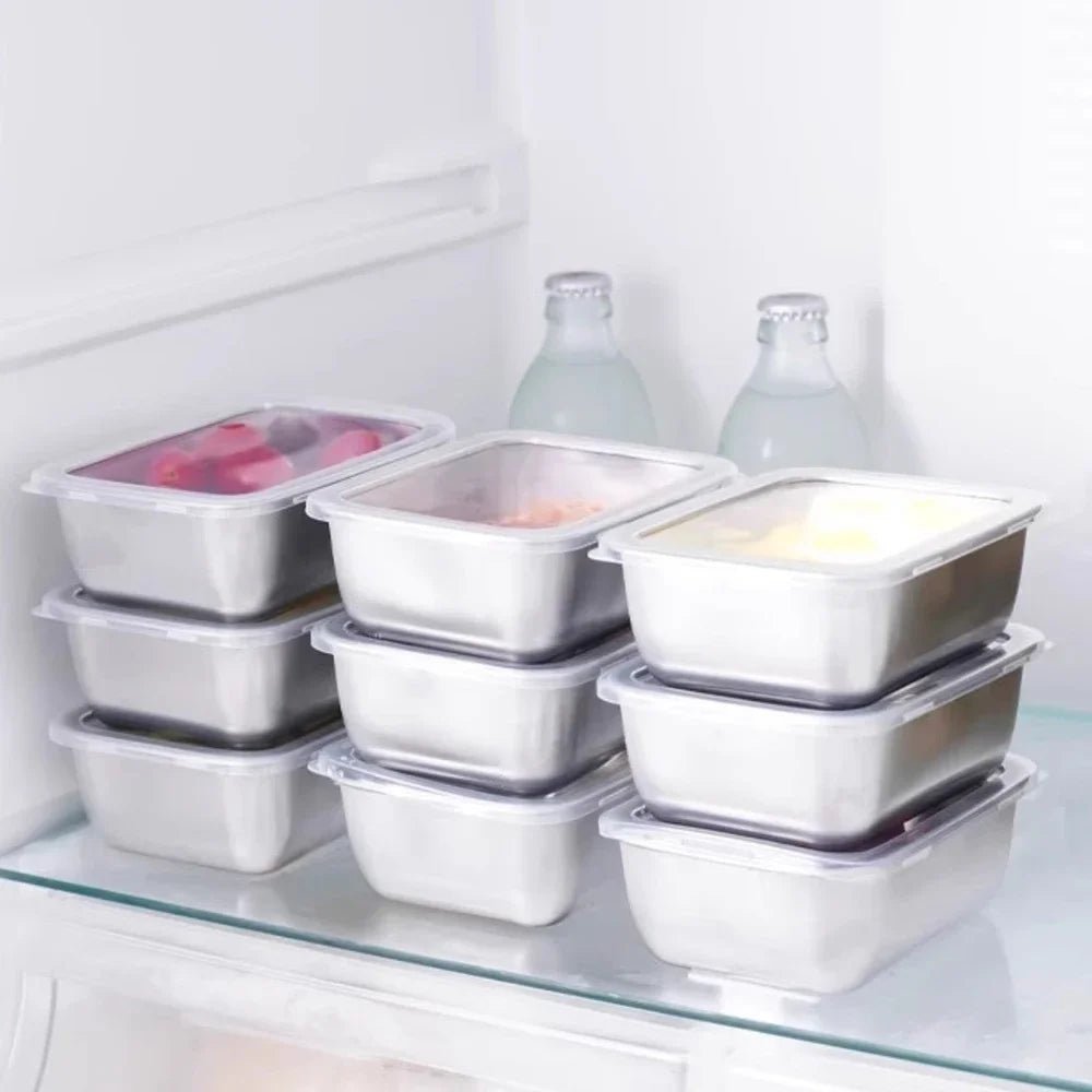 Edelstahl Frischhaltebox luftdicht Kühlschrank Küchen-Organizer - flohmarkt-deutschland.shop