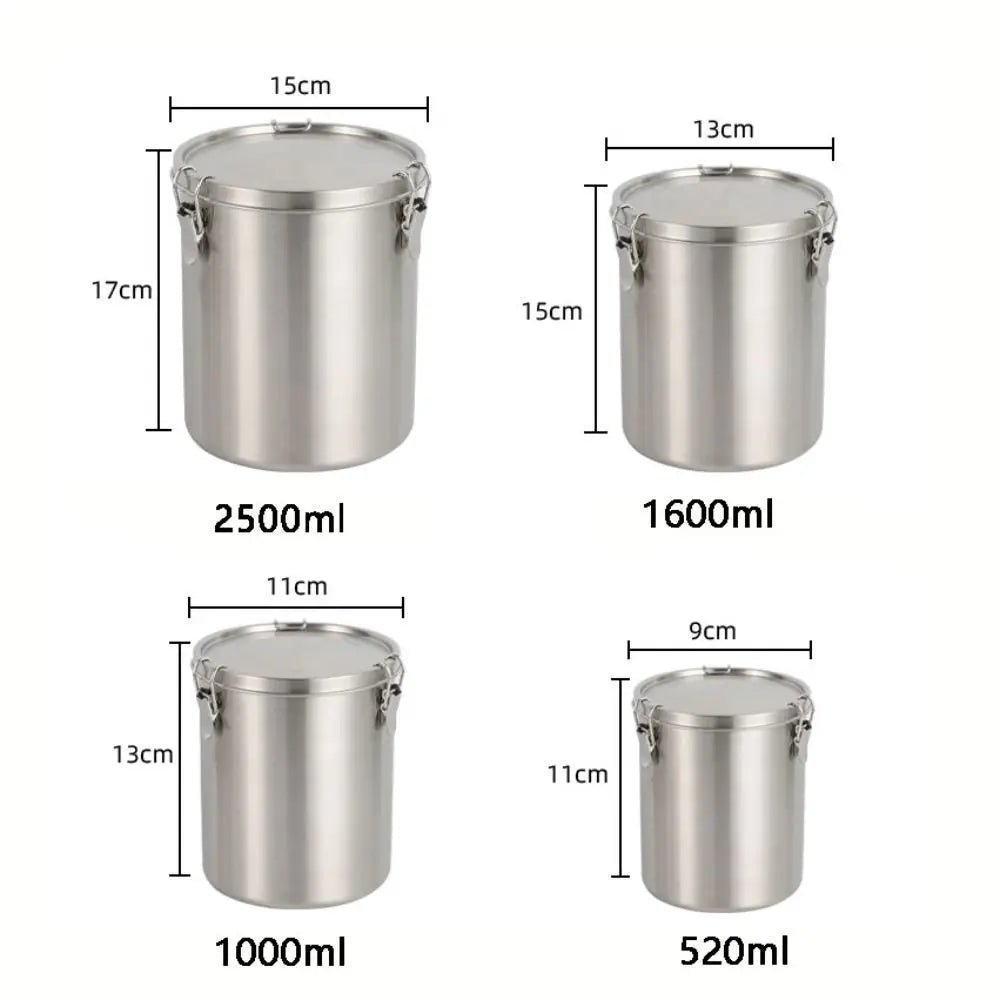 Edelstahl Lagerbehälter Getreide Aufbewahrungsbox Mit Skala Luftdicht Versiegelter Eimer 520/1000/1600/2500 ml - flohmarkt-deutschland.shop
