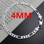 Edle Neu Kommen 925 Silber 4 MM Kette für Männer Frauen Armband Halskette Schmuck-Set Dame Weihnachten Geschenke Charms hochzeit - flohmarkt-deutschland.shop