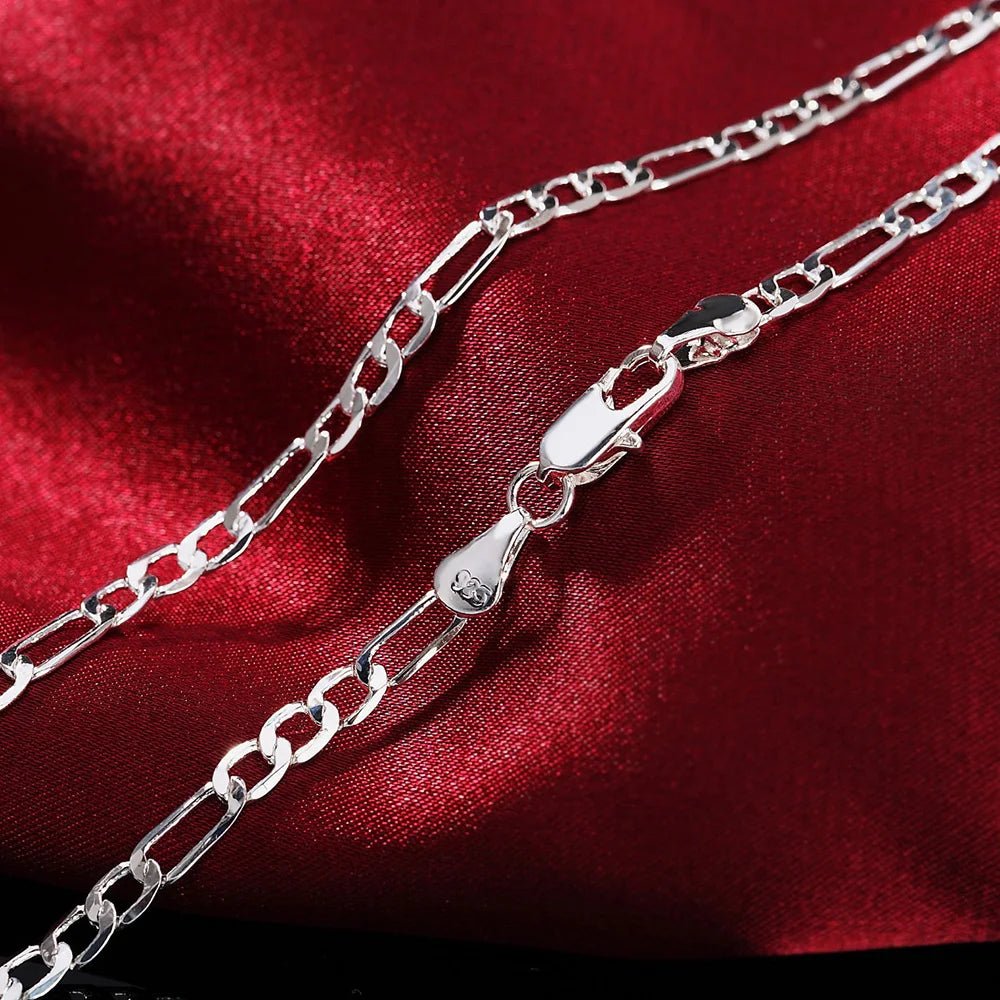 Edle Neu Kommen 925 Silber 4 MM Kette für Männer Frauen Armband Halskette Schmuck-Set Dame Weihnachten Geschenke Charms hochzeit - flohmarkt-deutschland.shop