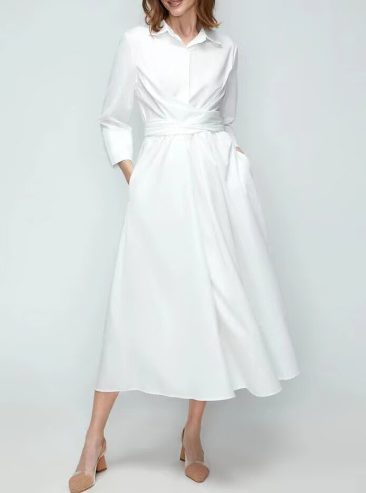 2020 Fall Women's Fashion V-Neck Long Dress with Tie