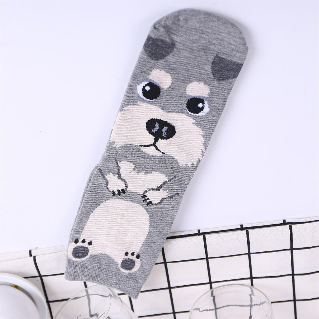 Cute Korean Cartoon Dog Cotton Mid-Calf Socks