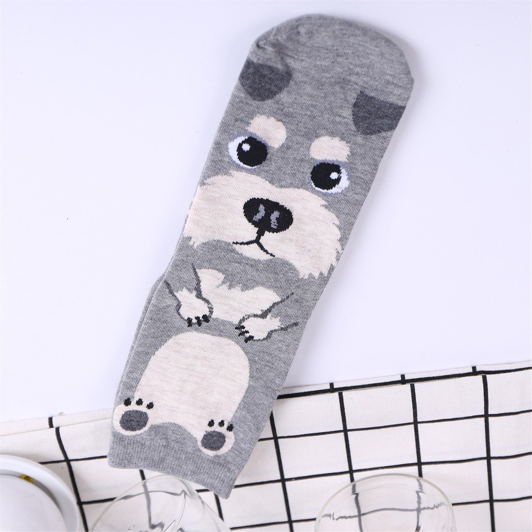 Cute Korean Cartoon Dog Cotton Mid-Calf Socks