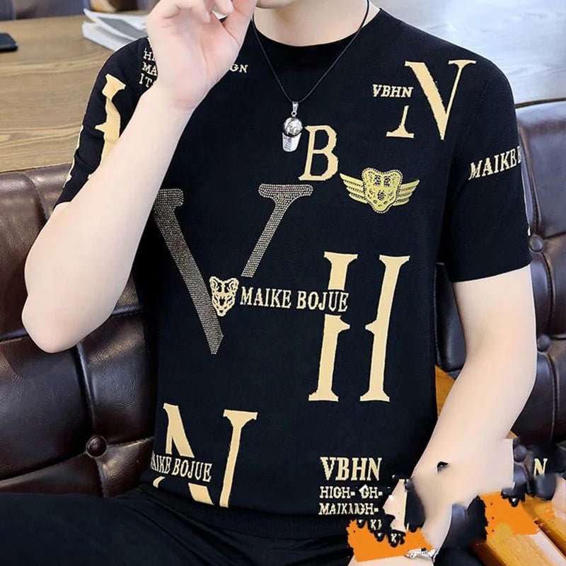 Eis Print T-Shirt Herren – Rundhals, locker, Sommer - flohmarkt-deutschland.shop