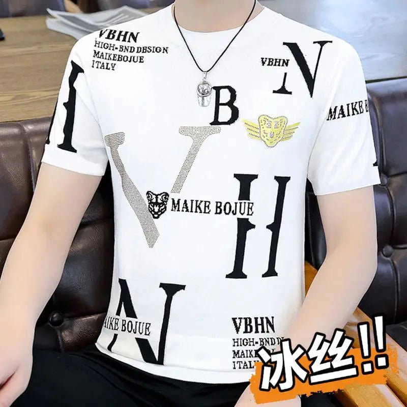 Eis Print T-Shirt Herren – Rundhals, locker, Sommer - flohmarkt-deutschland.shop