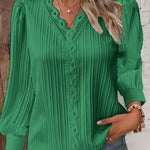 Elegant Women's Long Sleeve Shirts 2025 Autumn V-neck Lace Patchwork Shirt Women Tops Blusas Mujer Блузки Blusen Damen - flohmarkt-deutschland.shop