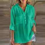 Elegant Women's Long Sleeved Shirt 2025 Autumn Cotton Linen Casual Shirt Top Y2k Blusen Damen Футболка Женская Туника Женская - flohmarkt-deutschland.shop
