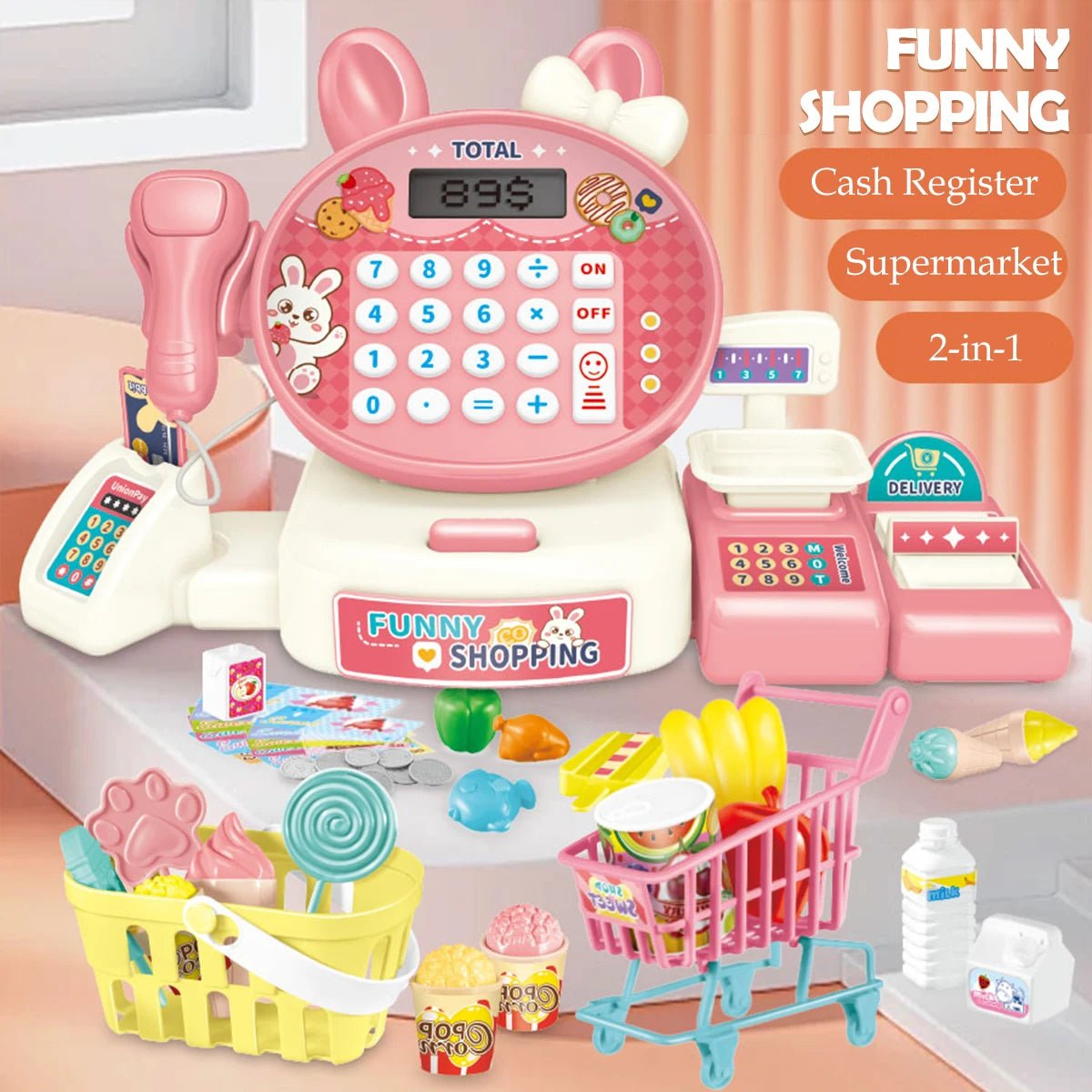 Elektrische Supermarkt-Kasse Spielzeug, Kinder-Spielhaus-Spielzeug Einkaufs-Cartoon-Frosch-Tier-Geschenke für Kinder - flohmarkt-deutschland.shop