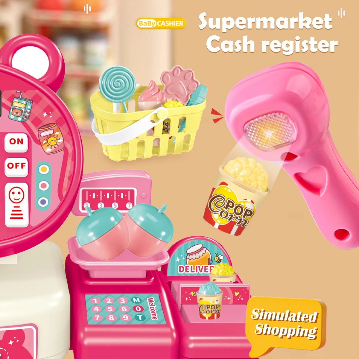 Elektrische Supermarkt-Kasse Spielzeug, Kinder-Spielhaus-Spielzeug Einkaufs-Cartoon-Frosch-Tier-Geschenke für Kinder - flohmarkt-deutschland.shop