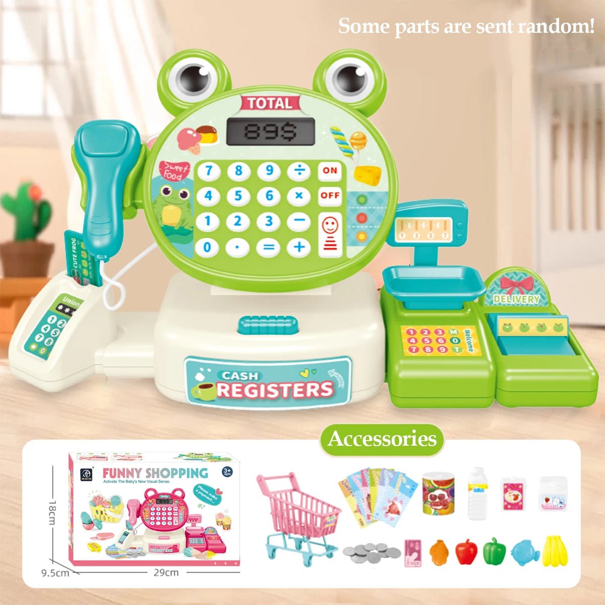 Elektrische Supermarkt-Kasse Spielzeug, Kinder-Spielhaus-Spielzeug Einkaufs-Cartoon-Frosch-Tier-Geschenke für Kinder - flohmarkt-deutschland.shop
