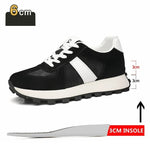 Elevator Casual Sneakers Man Cow Suede Leather Lace-Up Round Toe Platform Shoes 3/6/8cm Height Increase Shoes For Men Lift Sport - flohmarkt-deutschland.shop