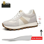 Elevator Casual Sneakers Man Cow Suede Leather Lace-Up Round Toe Platform Shoes 3/6/8cm Height Increase Shoes For Men Lift Sport - flohmarkt-deutschland.shop