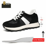 Elevator Casual Sneakers Man Cow Suede Leather Lace-Up Round Toe Platform Shoes 3/6/8cm Height Increase Shoes For Men Lift Sport - flohmarkt-deutschland.shop