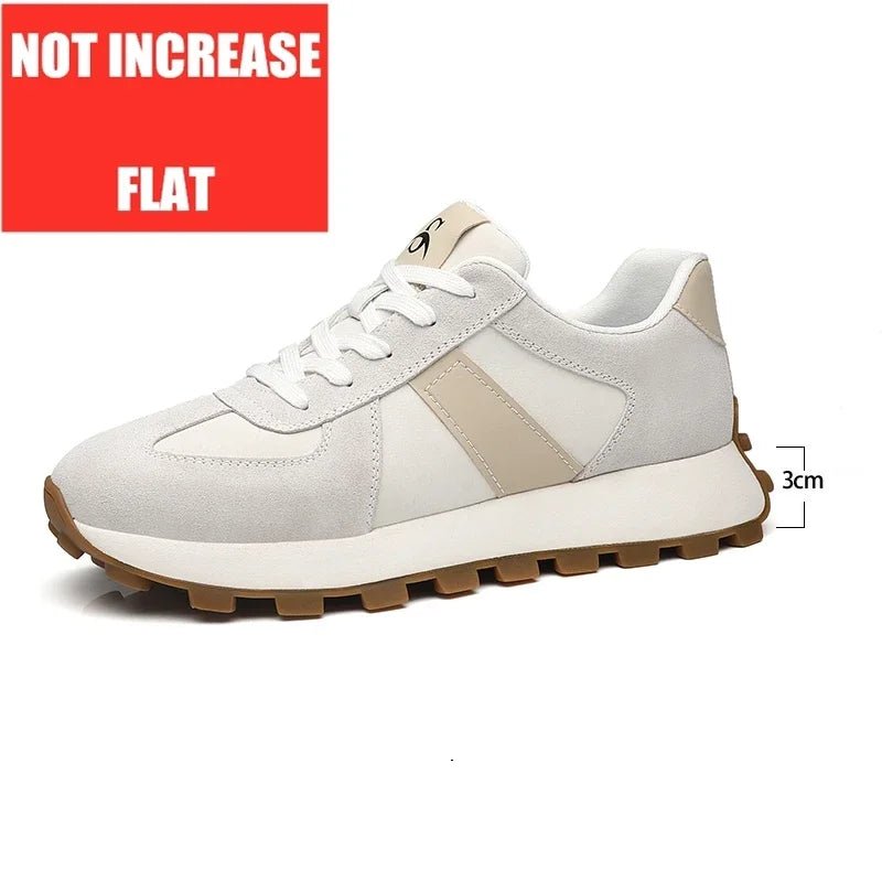 Elevator Casual Sneakers Man Cow Suede Leather Lace-Up Round Toe Platform Shoes 3/6/8cm Height Increase Shoes For Men Lift Sport - flohmarkt-deutschland.shop
