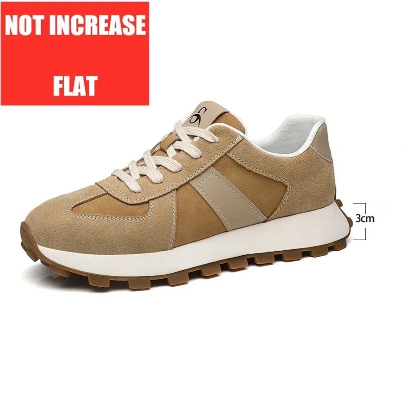 Elevator Casual Sneakers Man Cow Suede Leather Lace-Up Round Toe Platform Shoes 3/6/8cm Height Increase Shoes For Men Lift Sport - flohmarkt-deutschland.shop
