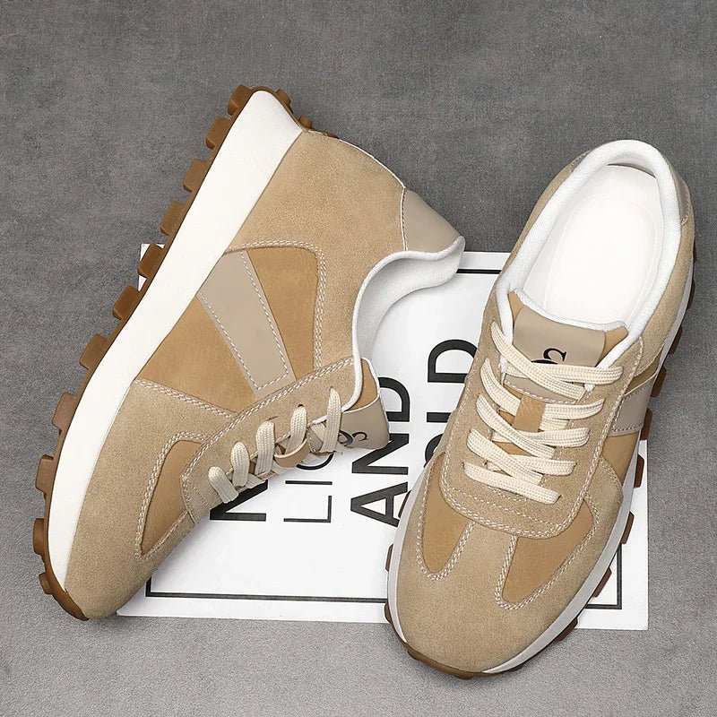 Elevator Casual Sneakers Man Cow Suede Leather Lace-Up Round Toe Platform Shoes 3/6/8cm Height Increase Shoes For Men Lift Sport - flohmarkt-deutschland.shop