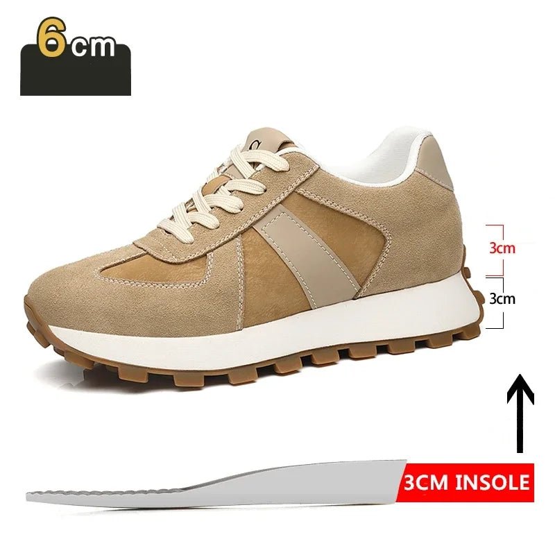 Elevator Casual Sneakers Man Cow Suede Leather Lace-Up Round Toe Platform Shoes 3/6/8cm Height Increase Shoes For Men Lift Sport - flohmarkt-deutschland.shop