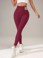 Europäische und amerikanische nahtlose Yoga-Leggings mit Bundbeschriftung, Po-Lifting, schnell trocknende, atmungsaktive Damenstrumpfhose für Erbse - flohmarkt-deutschland.shop