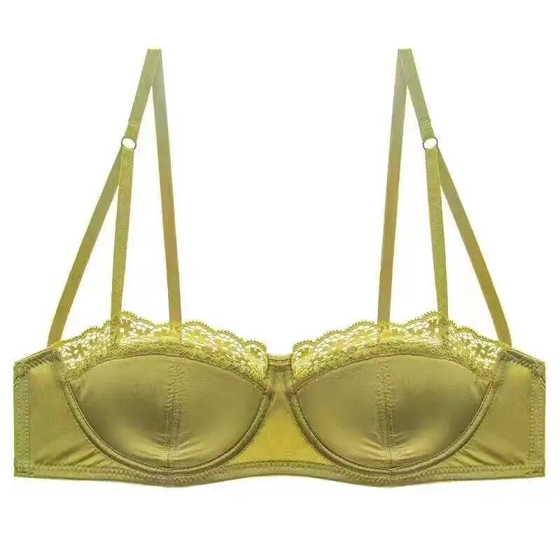 European Satin Half Cup Push Up BH Set Bügel Dünn Glatt Grün Spitze Komfortabel Sexy Dessous Für Damen 32-38 Hot Selling YEMOMO - flohmarkt-deutschland.shop
