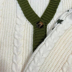 Evermore Cardigan Taylor Version Green Vine bestickter Button-Down-Pullover mit Zopfmuster für Damen, Herbst-Winter-Vintage-Outfit - flohmarkt-deutschland.shop