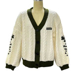 Evermore Cardigan Taylor Version Green Vine bestickter Button-Down-Pullover mit Zopfmuster für Damen, Herbst-Winter-Vintage-Outfit - flohmarkt-deutschland.shop