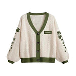 Evermore Cardigan Taylor Version Green Vine bestickter Button-Down-Pullover mit Zopfmuster für Damen, Herbst-Winter-Vintage-Outfit - flohmarkt-deutschland.shop