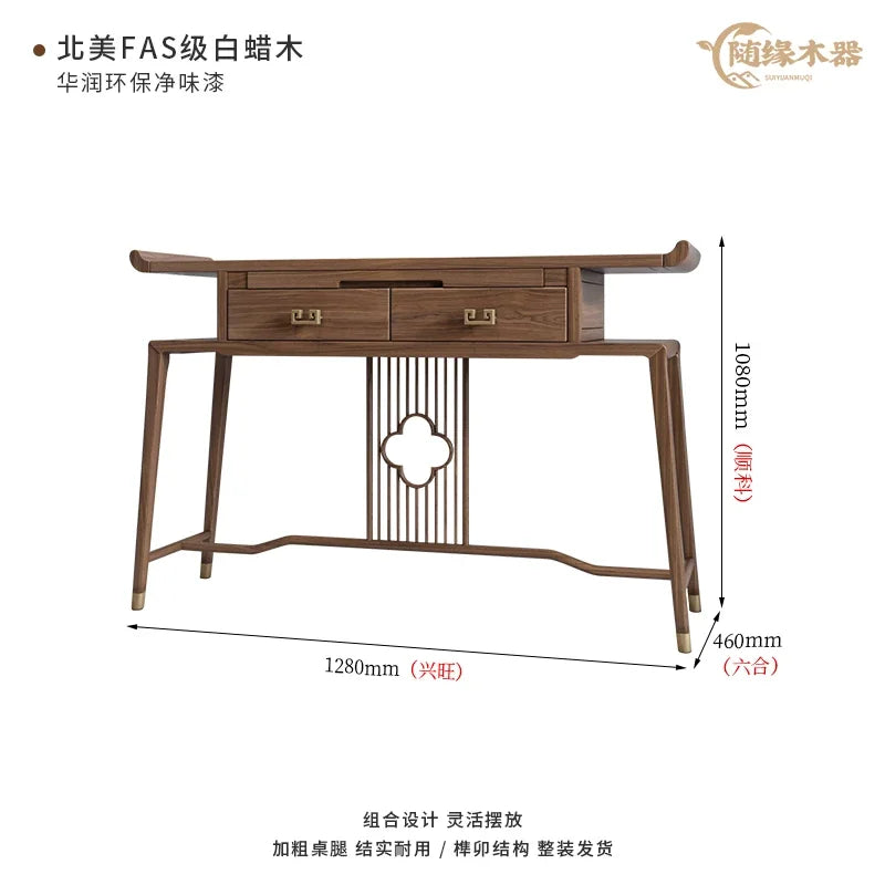 XL Altar Incense Burner Table Black Walnut Wooden Hallway Altar Buddhist Hall Guanyin God of Wealth Prayer Altar Table