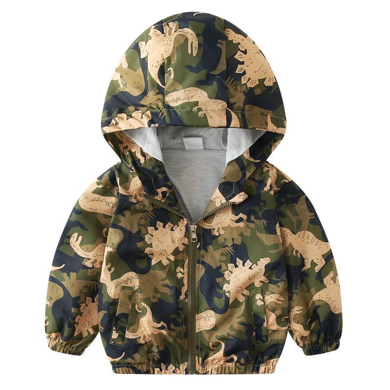 Boys' Casual Hooded Windbreaker Jacket for Spring/Fall