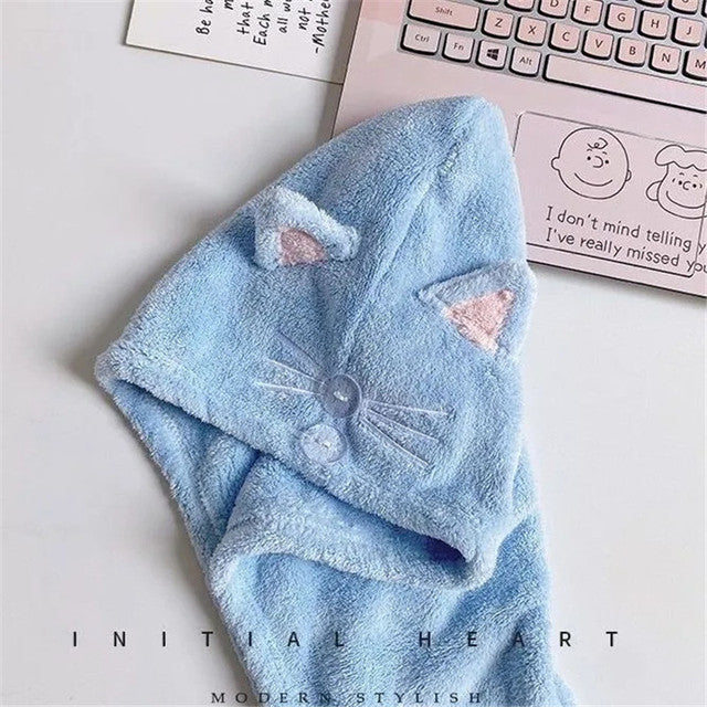 Cute Cat Microfiber Quick-Drying Bath Towel for Women